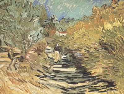 Vincent Van Gogh A Road at Sain-Remy with Female Figure (nn04)